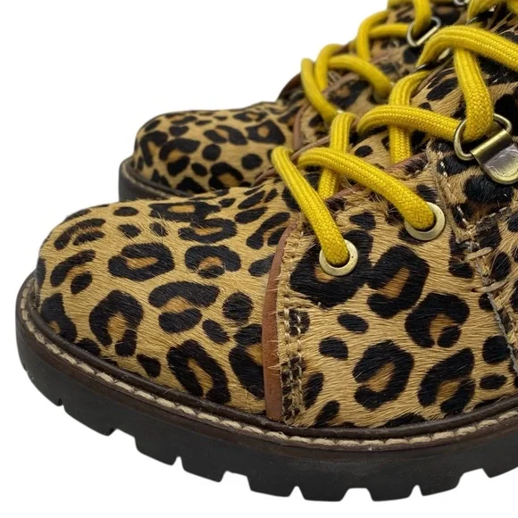Sam Edelman Womens Shoes Tamia Combat Boots 7 Calf Hair Leather Leopard Lace Up - Picture 3 of 13